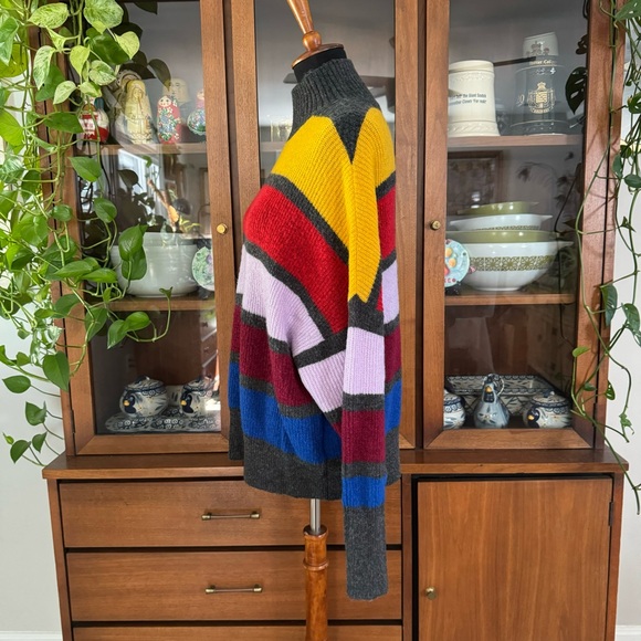 Express Color Block Striped Mockneck Sweater - Picture 3 of 5